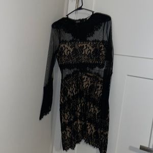 Lace detail black dress